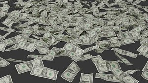 3D One Dollar Currency Stack