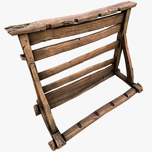 3D Medieval Wooden Weapon Rack Stand model