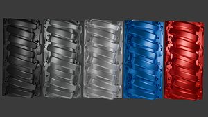 Industrial engine cylinder head PBR v8 engine 3D model