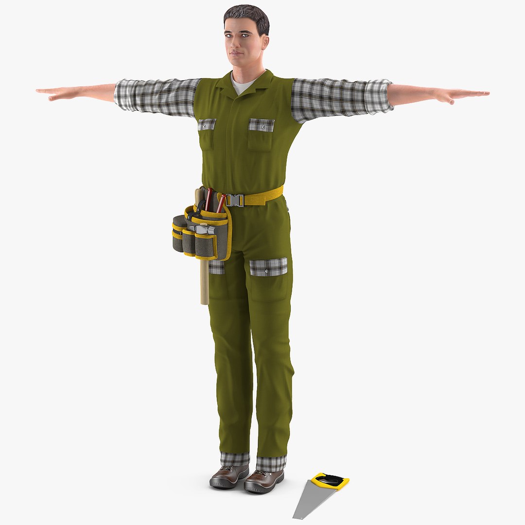 Carpenter T-Pose 3D model preview
