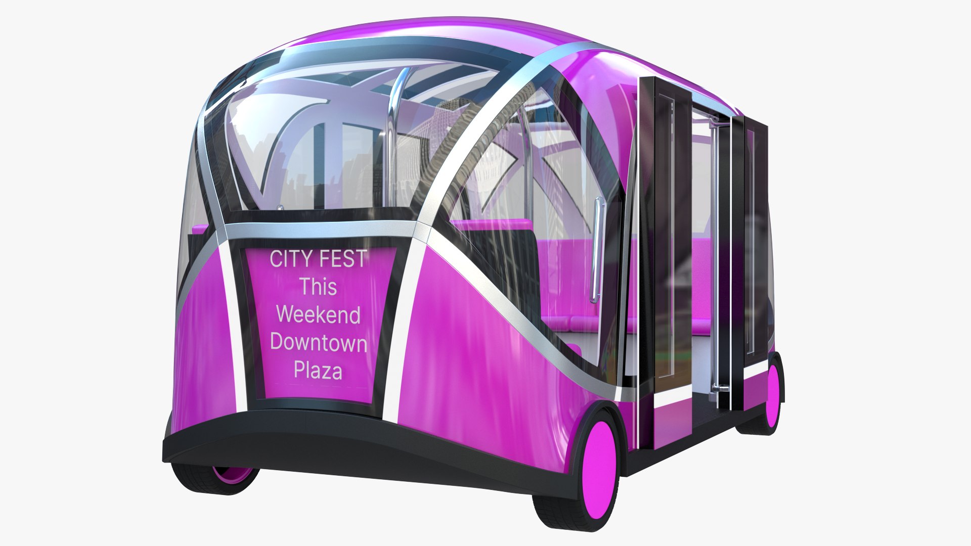 Autonomous City Shuttle Bus Pink Model - TurboSquid 2333475
