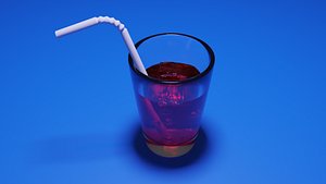 Cocktail with ice Hight poly model