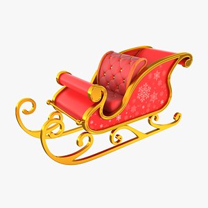 3D sled sledge santa model