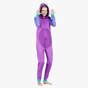 3D Woman in Purple Monster Costume Remastered