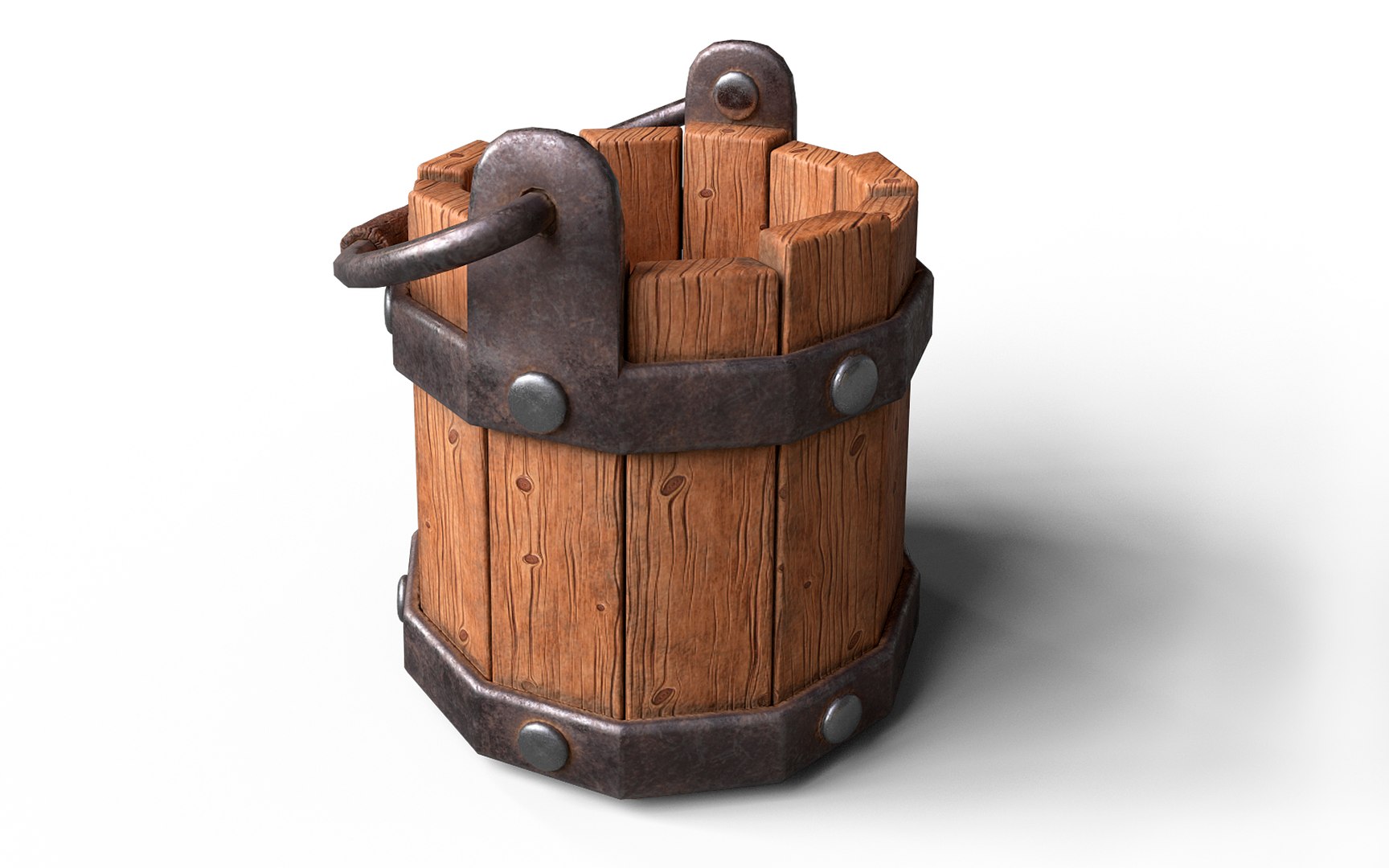 3D Wooden Bucket Model - TurboSquid 1956470