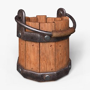 3D Wooden Bucket model