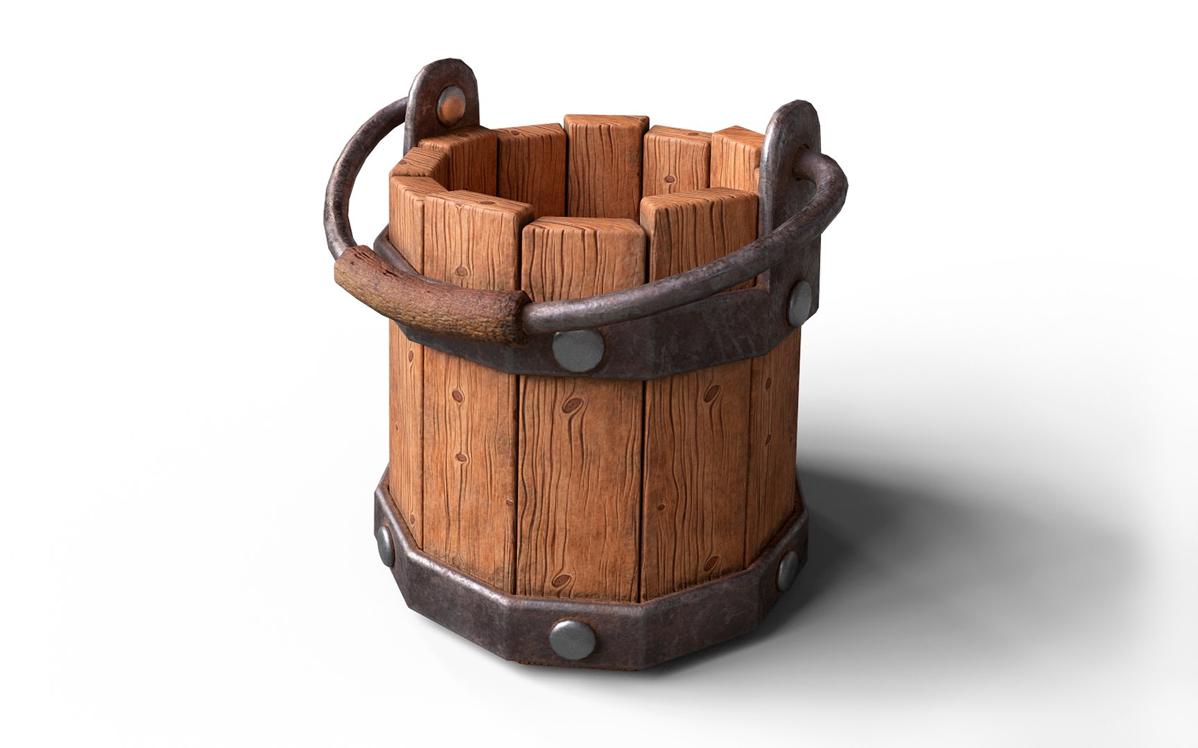 3D Wooden Bucket Model - TurboSquid 1956470