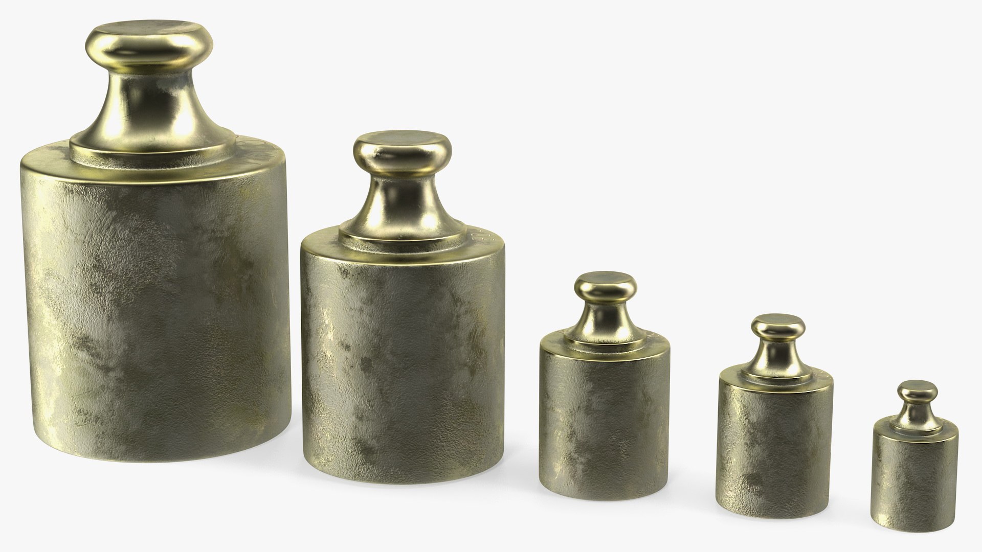 Antique Scale Weights Set 3D model preview