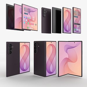 3D Samsung Galaxy Fold 8 Ultra  Violet Shadow  - Rigged  Animated model