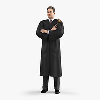 Judge with Gavel Standing Pose