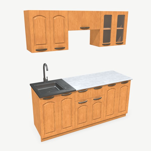 3D model low-poly kitchen set