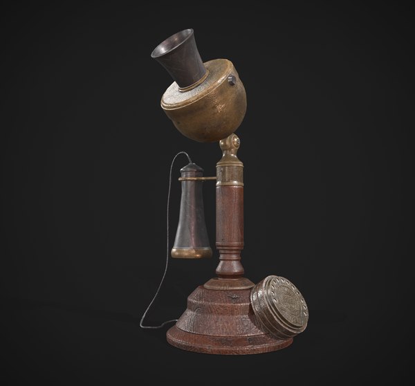 Old Wood Phone and Old Candlestick Phone Low-poly 3D model Description model