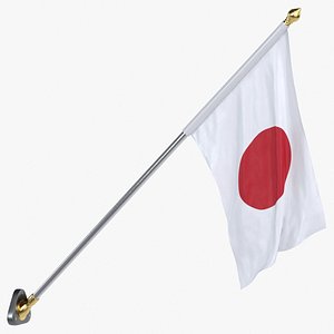 Japan Cloth Flag Wall Mount Animated 3D