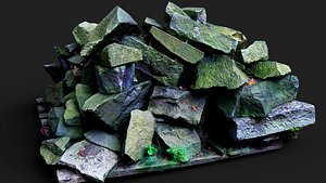 3D ancient temple stone mossy ruins pt2 PBR photogrammetry model