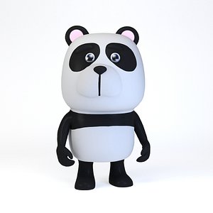 Cartoonish Humanoid Panda Character 3D