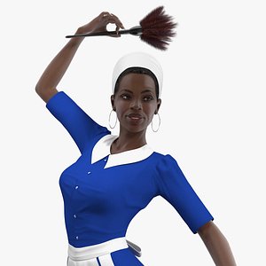 3D dark skin black maid model