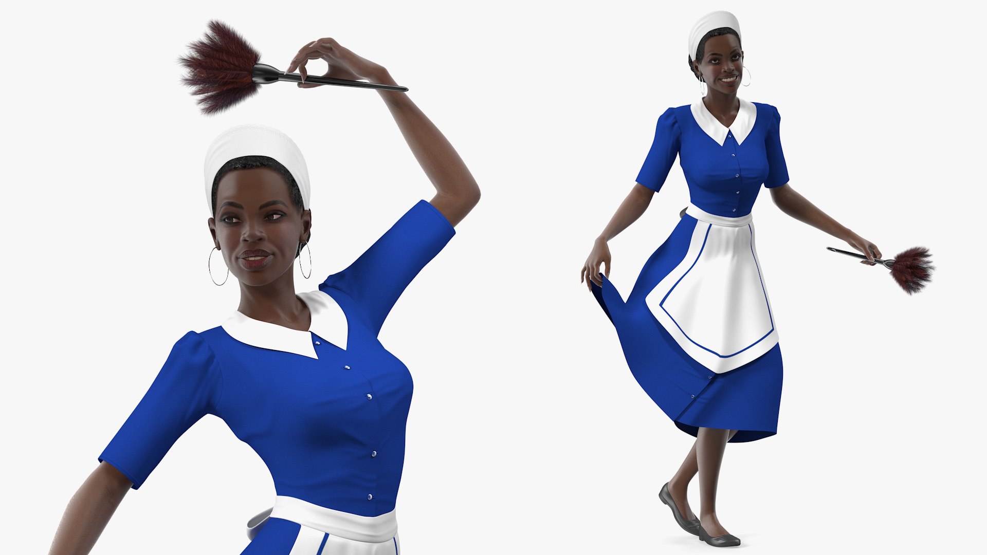 Dark Skin Black Maid Rigged for Cinema 4D 3D model preview