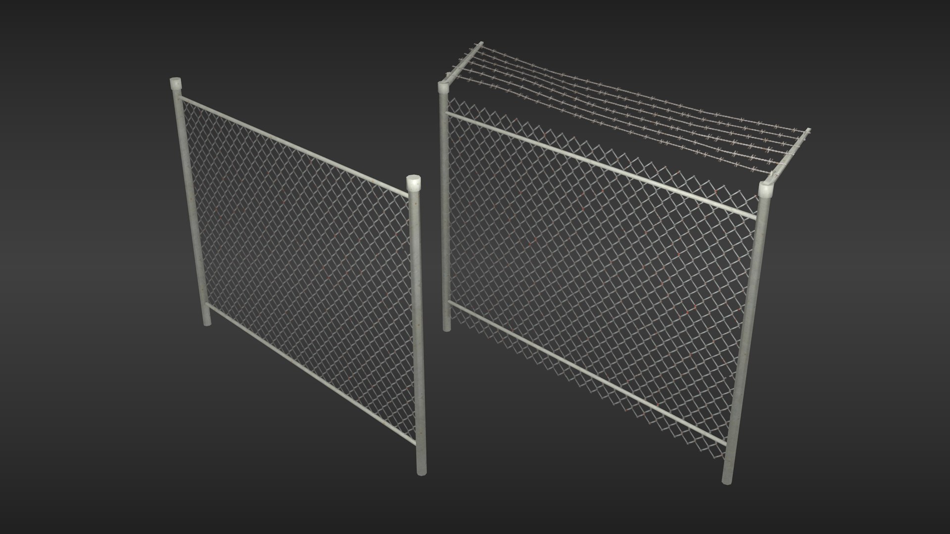Chain-link Fence Set 3D - TurboSquid 1382019