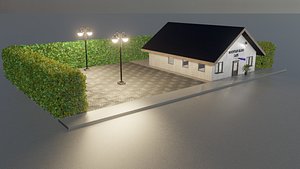 Independently owned coffee shop in a rural town in Japan 3D model