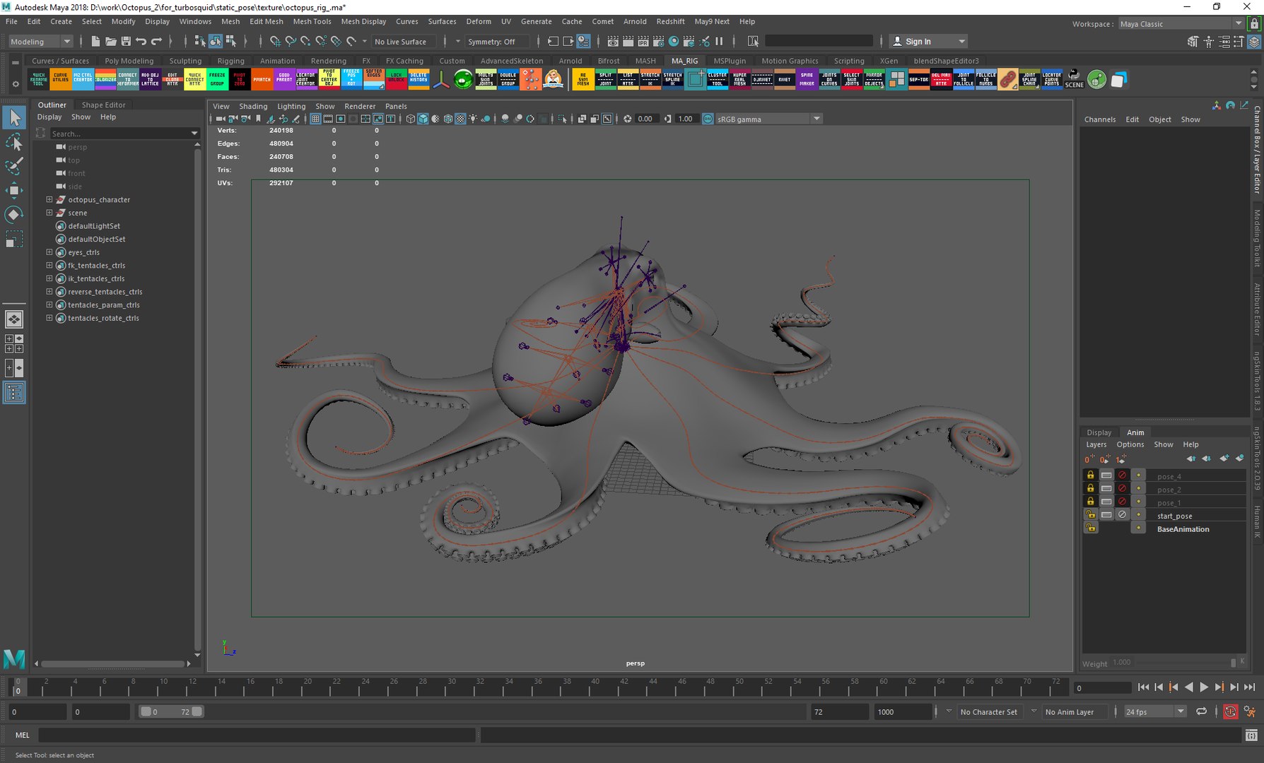 Octopus Rigged Multicolor 3D - TurboSquid 2102756