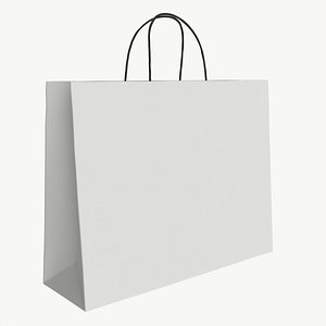 White paper bag with handles 05 3D