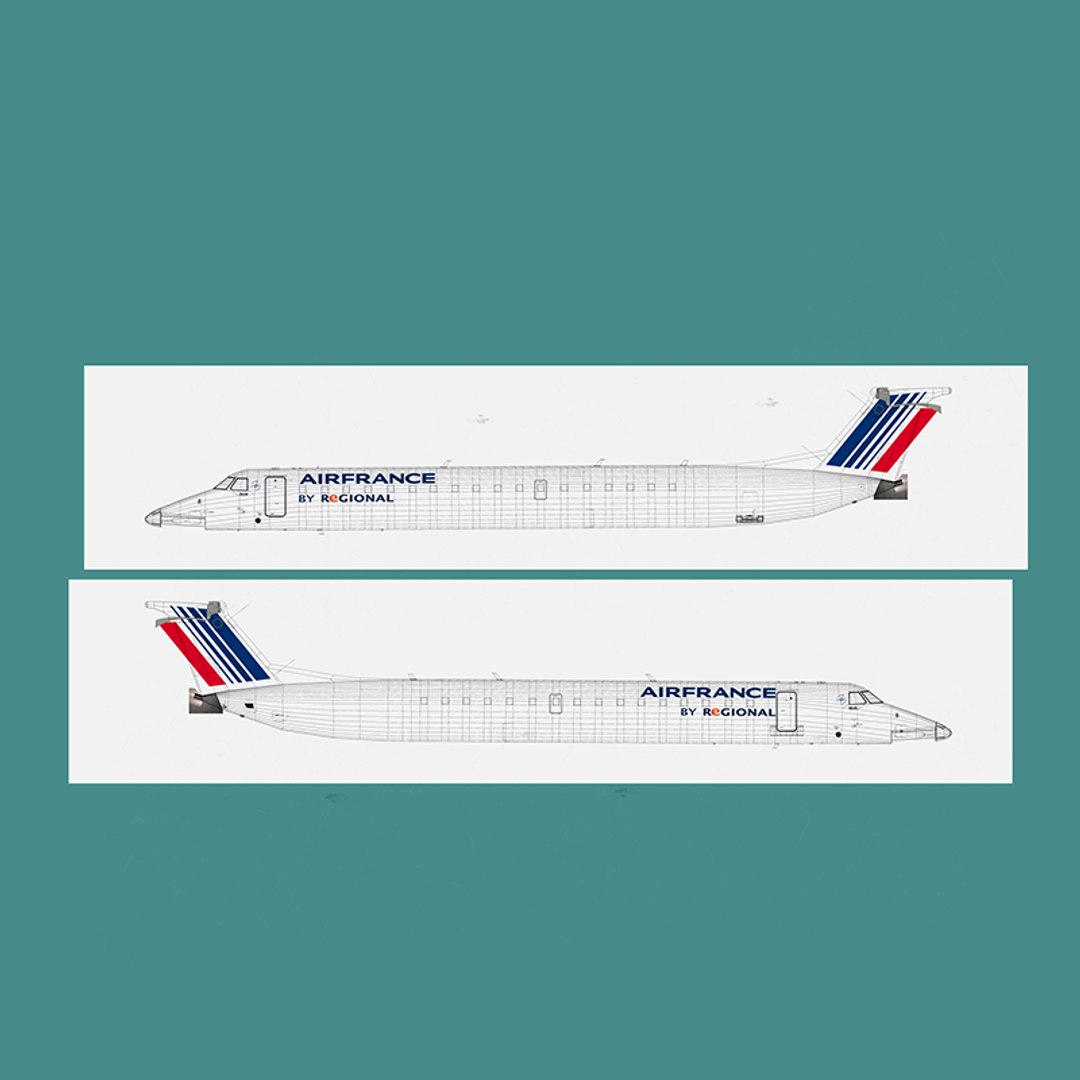 3d Air France Embraer Erj 145 L1403 Turbosquid 1748266