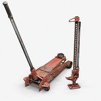 Hydraulic Trolley Jack and Hi-Lift Jack - Game Ready Props