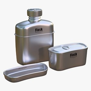 3D model Camping Canteen with Mess Kit M1
