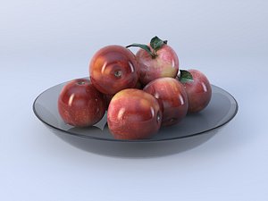 Realistic apple with leaf Low-poly