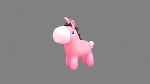 cartoon pink pony balloon - pink donkey Low-poly 3D model