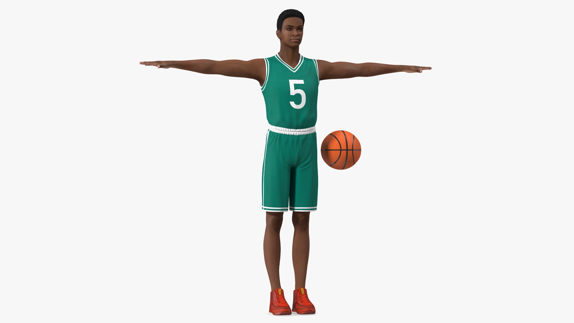 Light Skin Teenager Basketball Player T Pose 3D model preview