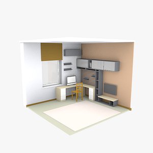 3D model scene room cartoon