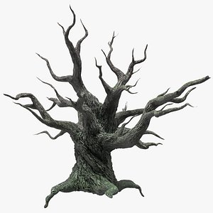3D spooky old twisted tree winter model