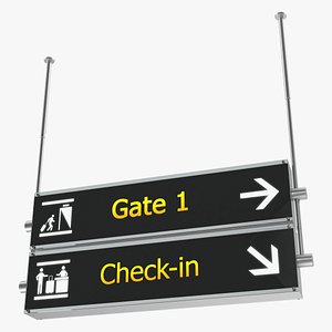 3D airport signs gate check