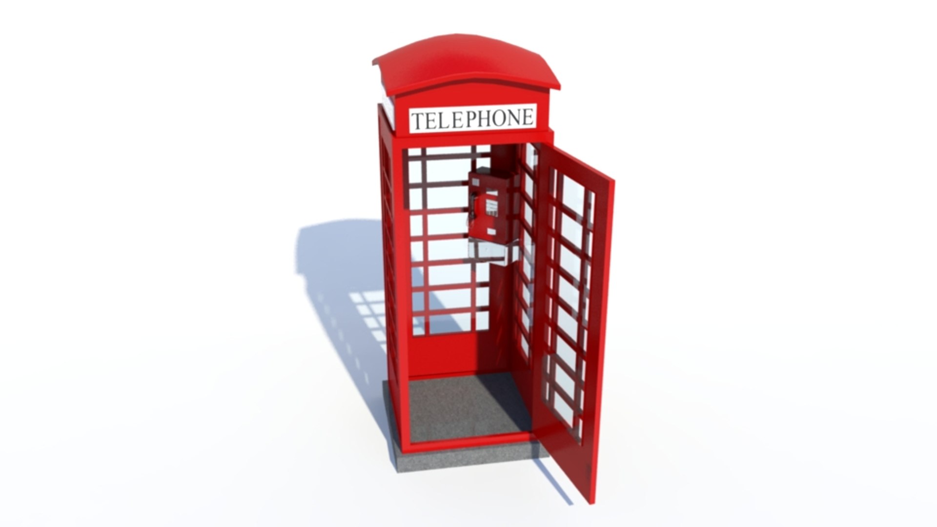 Realistic British Phone Booth 3d Model