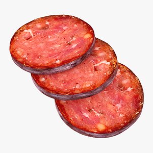 3D model realistic sausage slices