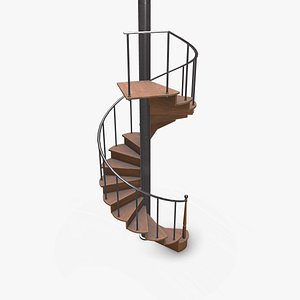 Vintage Spiral Staircase low-poly PBR 3D model