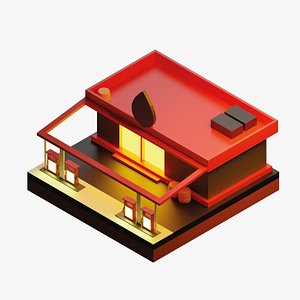 Low Poly Gas Station 3D model