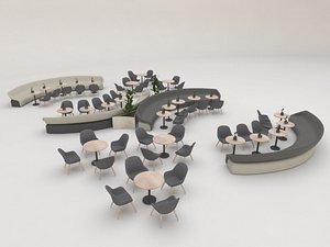 table chairs cafe 3D model