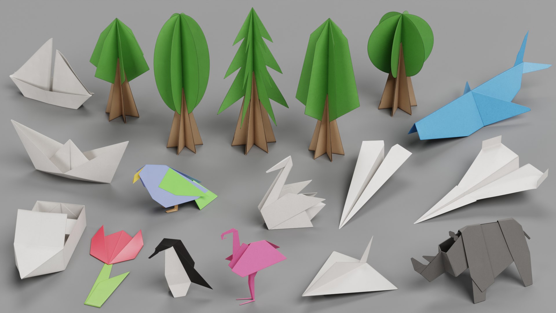 Origami Collections 3D model https://p.turbosquid.com/ts-thumb/YW/1gRuO0/uU/papermodelsb/png/1707225889/1920x1080/fit_q87/b86eb5145d4cea403e7a7ce60a0ec6bdef7e0b46/papermodelsb.jpg