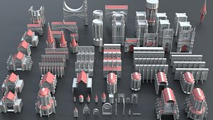 Gothic Sci-Fi Kitbash Modular Mega Pack