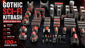 Gothic Sci-Fi Kitbash Modular Mega Pack 3D model