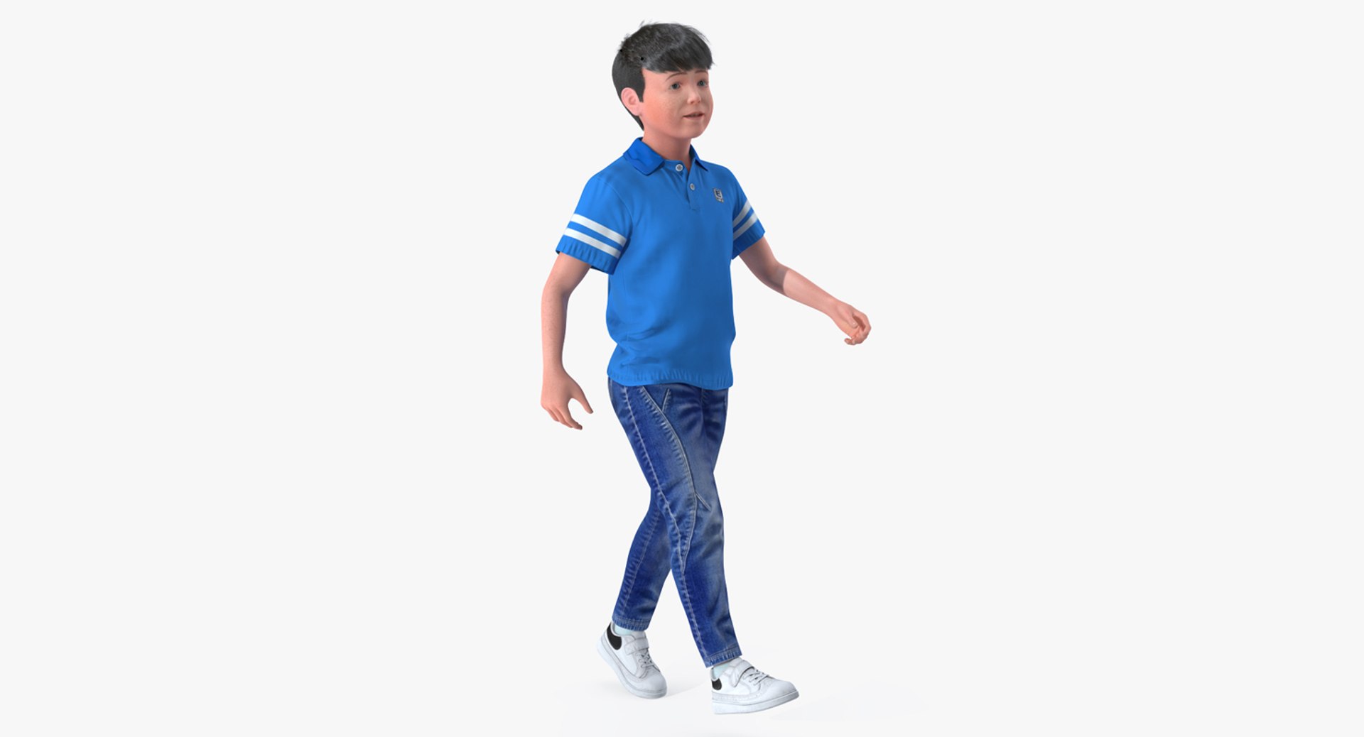 Modern Boy Walking Pose with Fur 3D Model 3D model preview