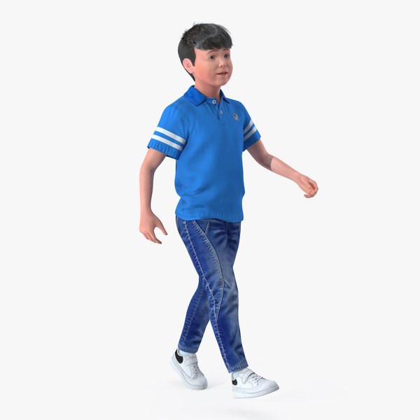 modern boy walking pose 3D model