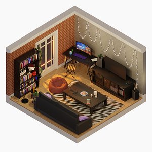 Living Room Low Poly Substance 3D