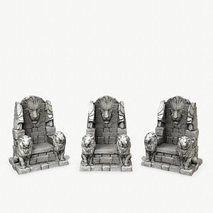 Lion Stone Throne 3D model