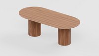 Oval Table with Fluted Pedestals and Rounded Ends