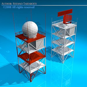 airport radar towers 3d model