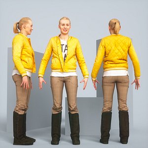 3D realistic posing blonde jacket
