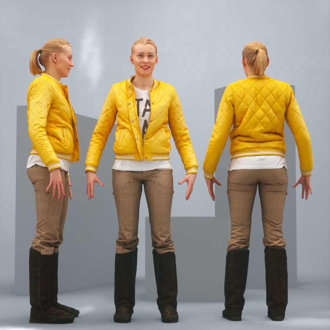 3D Realistic Posing Blonde Jacket - TurboSquid 1451571